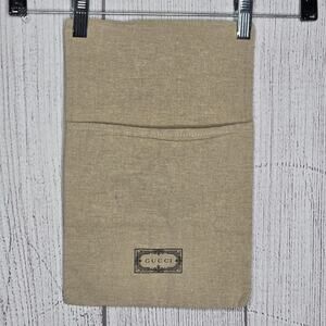 Gucci Logo Canvas Dust Bag Fold Over Flap Pouch Tan 13x8.5 Designer Storage
